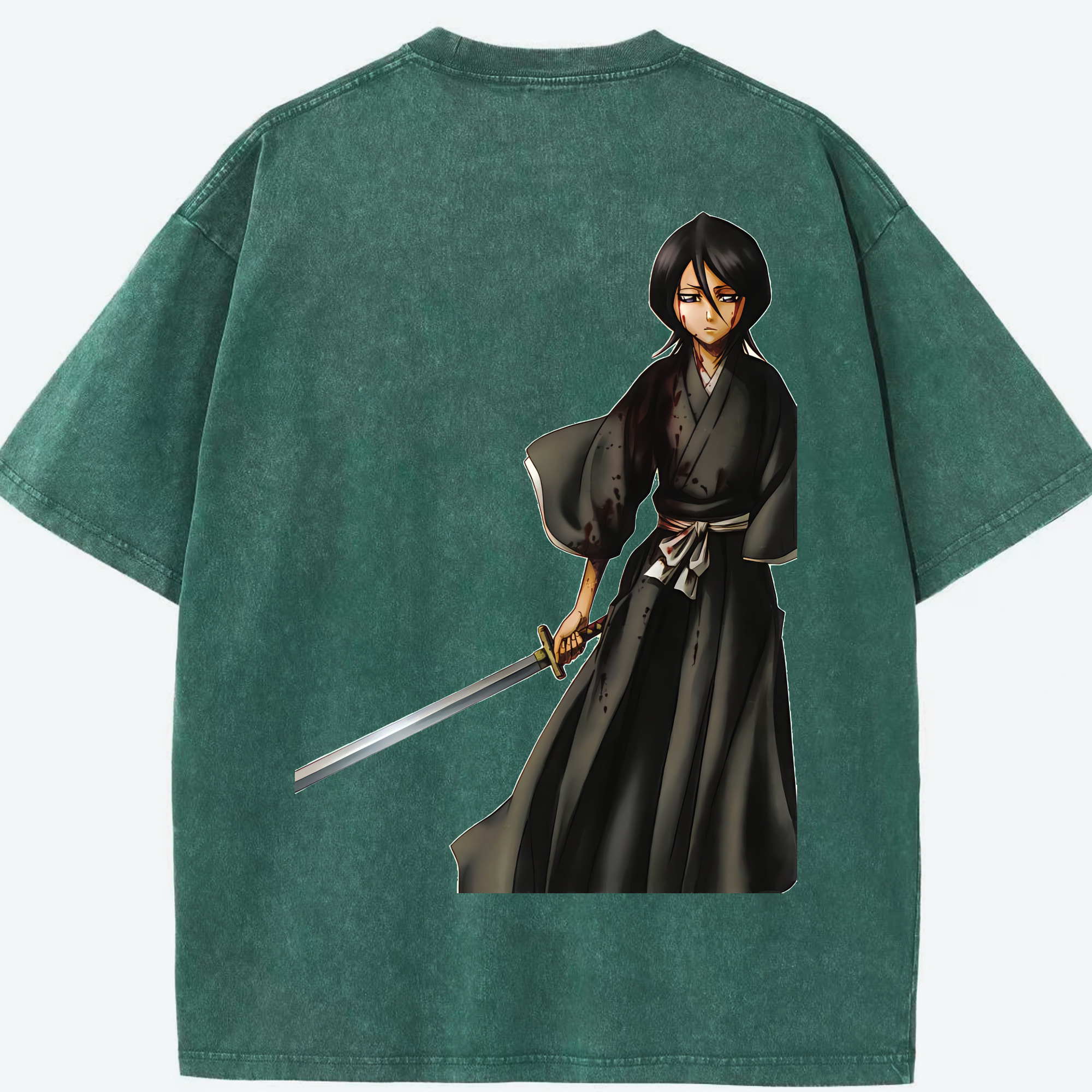 （画像用） ブリーチ 朽木ルキア BLEACH Kuchiki Rukia 綿100% ヴィンテージ風 半袖Tシャツ（背面プリント）